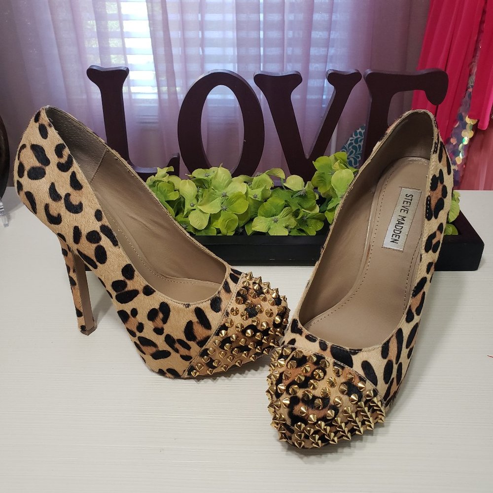 Steve Madden Real Cow Hair Studded Heels- 8.5